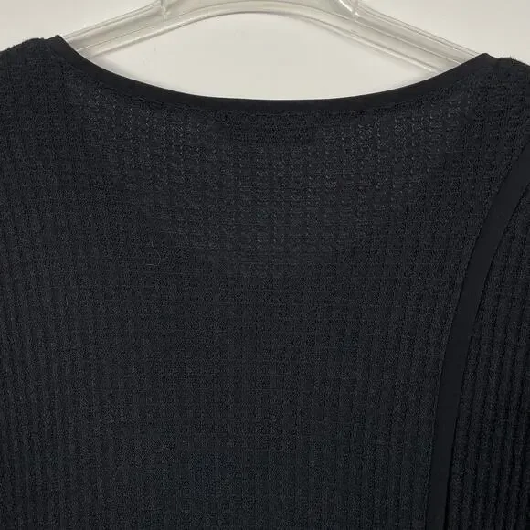 Sympli Waffle Knit Tunic Top Size 8 Black Asymmetrical Hem Lagenlook Minimalist - Picture 6 of 11